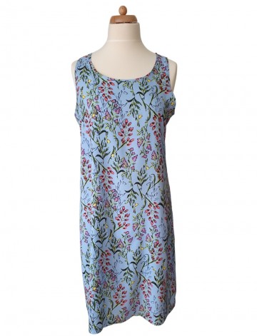 Blauw met bloemenvoor