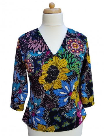 Indie flower scuba driekwart mouwvoor