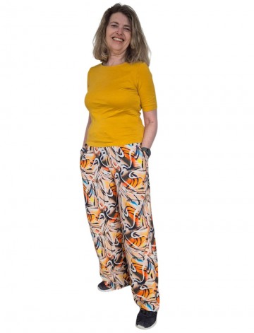 Zomerbroek modelvoor geel